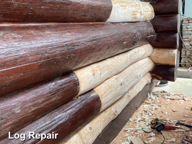 Log home restoration in New London, NC